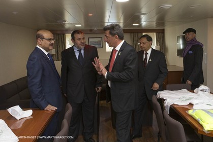 Al Azizi oficial launchat the Mucem museum - H2X boatyard - Oceanographic research ship - Marseille (FRA,13) - 27 05 2014