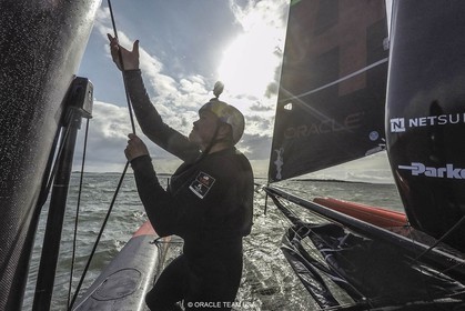 27 08 2015, Göthenburg, (SWE), 35th America's Cup, Louis Vuitton America's Cup World Series Göthenburg 2015, Tech Day, Onboard ORACLE TEAM USA with Joe Newton