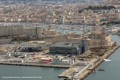 28 09 2012 - Marseille (FRA,13) - Travaux sur le Vieux Port, Construction du MUCEM, Renovation du Fort Saint Jean, construction du Centre Régional de la Meriterranée, CEREM,