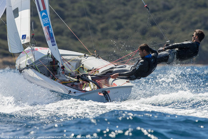 25 04 2016, Hyères (FRA,83), Jeux Olympiques Rio 2016, voile, 470, Sofian Bouvet   Jeremie Mion, SFS Voile