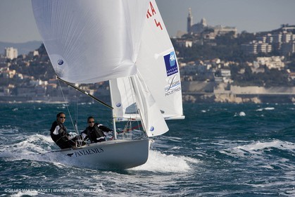 Ingrid Petit-Jean et Nadège Douroux - Dinghie - 470 - Training in hard wind conditions