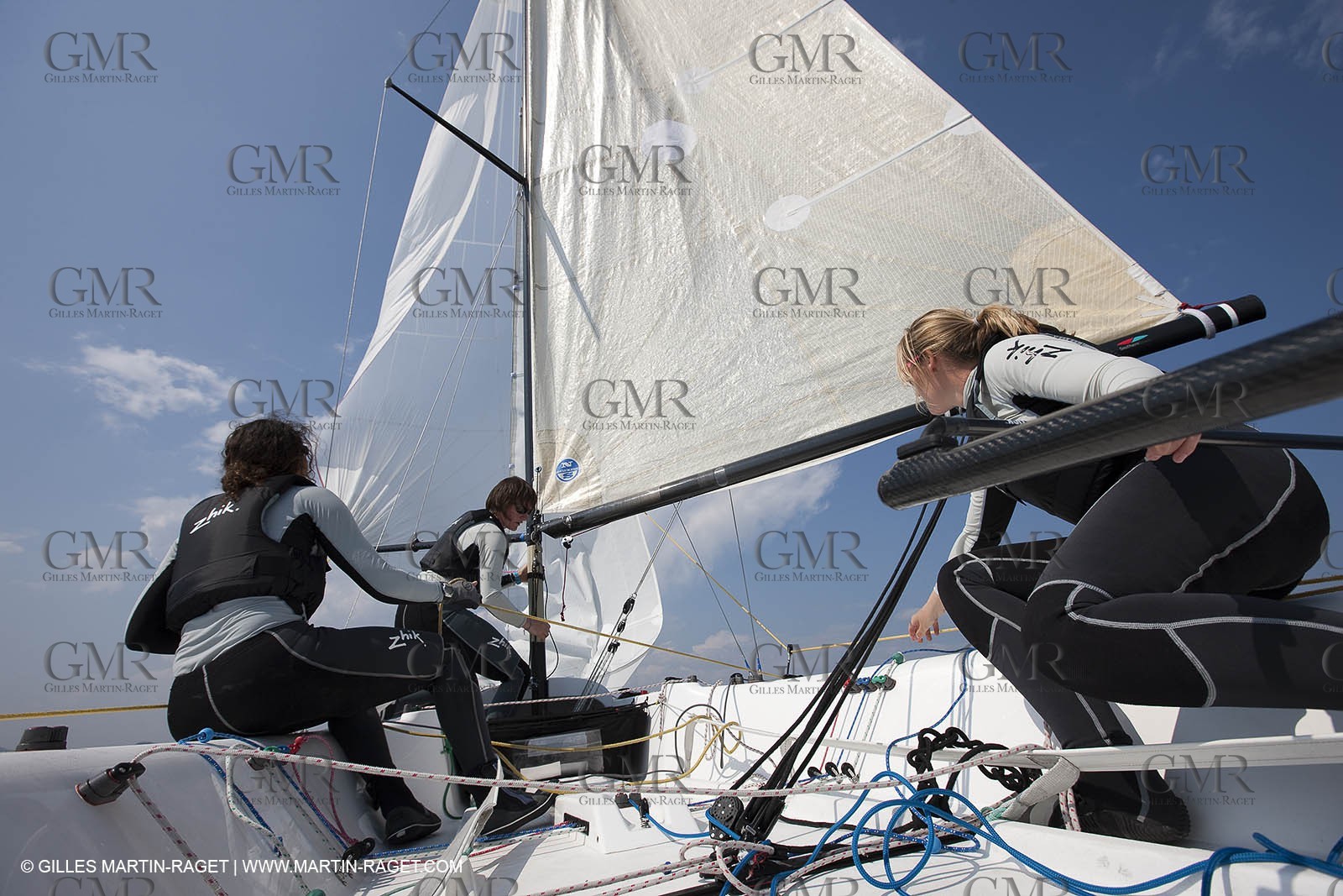 20 04 2010 - Hyères (FRA,83) - SOF 2010 - Zhik Team - women Match Racing - Leroy Pruvot  Bertrand