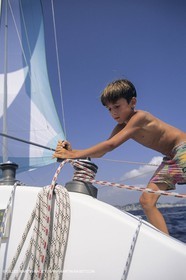 Voile, croisière, personnages, enfants