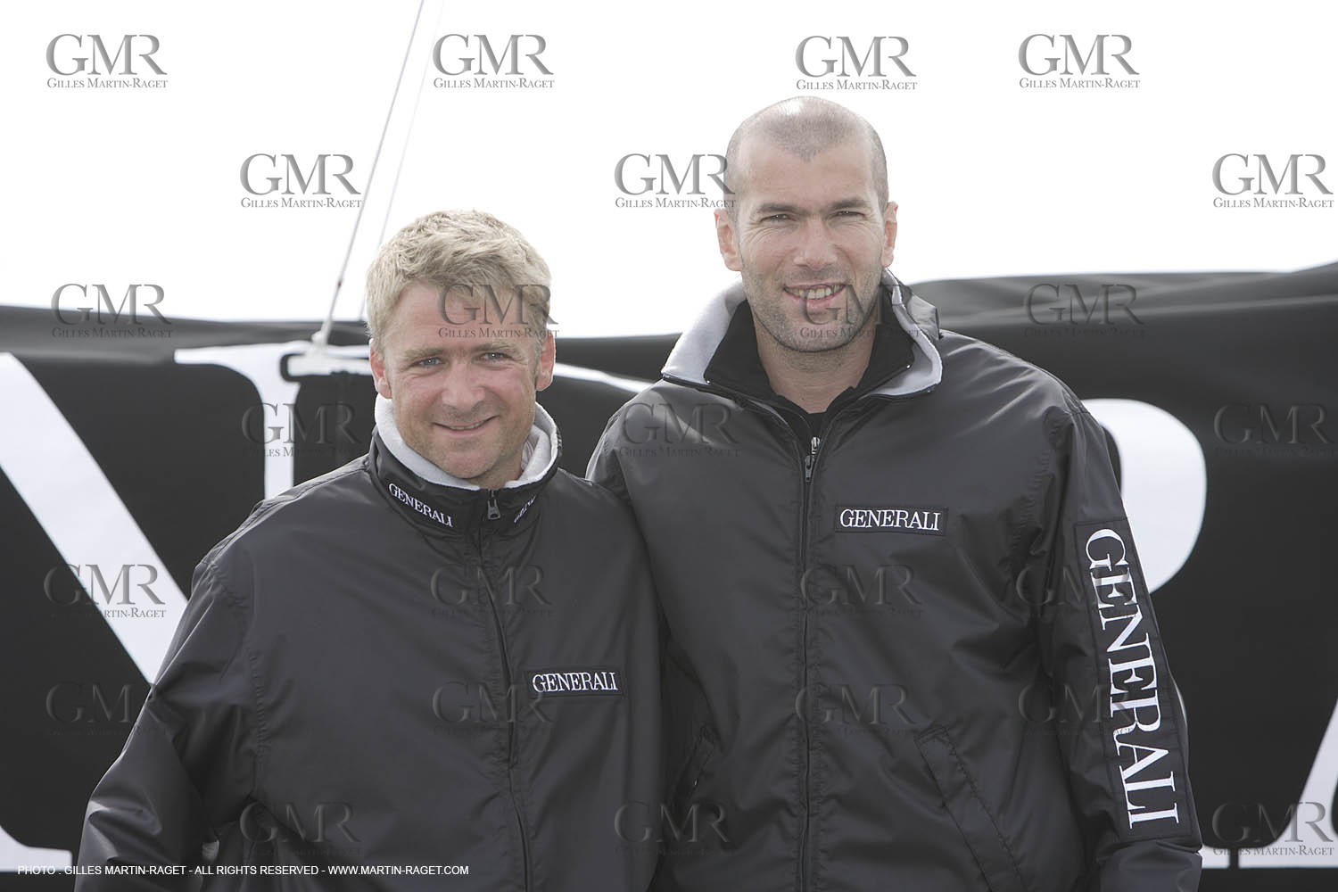 11 05 2007 - La Trinité sur Mer (France) - Zinedine Zidane christen General, french sailor Yan Elies new 60 open monohull for Vendée Globe
