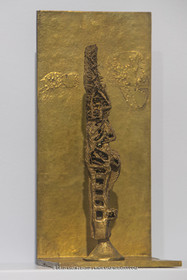 30 10 2023, Montpellier (FRA), oeuvre de Germaine Richier, Exposition Centre Pompidou - Musée Fabre 2023, Seiche n° 17 bis, sur équerre 1955, Bronze naturel néttotyé, pièce unique, Fondeur : L. Thinot, Paris, 21 x 11,5 x 9,7 cm, Collection particulière,