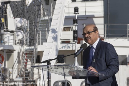 Al Azizi oficial launchat the Mucem museum - H2X boatyard - Oceanographic research ship - Marseille (FRA,13) - 27 05 2014