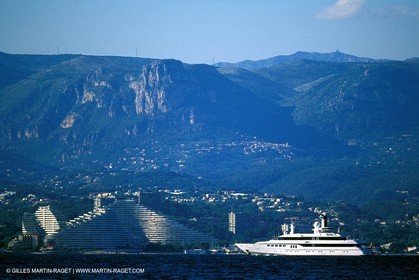 Nice - MegaYacht in front of a Marina - Angels Bay