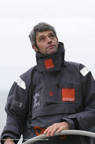 Trophée Jules Verne - Lorient - 30 12 04 - Orange II - Entraînement - A bord Sébastien Audigane
