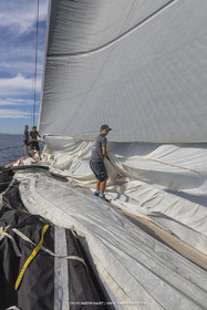 03 10 2022, Saint-Tropez (FRA,83), Voiles de Saint-Tropez 2022,  entraînement des maxis, A bord de Sipirit of Malouen X