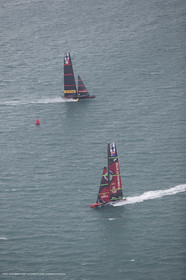 10 12 2020 - Auckland (NZL) - 36th America's Cup - Practice Sessions - Day 2 - Emirates Team New Zealand and Luna Rossa Prada Pirelli Team