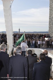 Al Azizi oficial launchat the Mucem museum - H2X boatyard - Oceanographic research ship - Marseille (FRA,13) - 27 05 2014