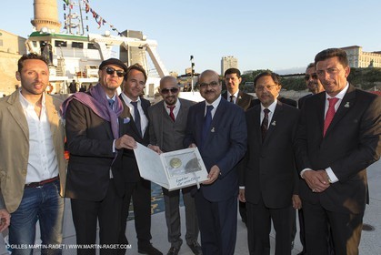 Al Azizi oficial launchat the Mucem museum - H2X boatyard - Oceanographic research ship - Marseille (FRA,13) - 27 05 2014
