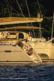 Sailing, cruising, multihull at the mooring