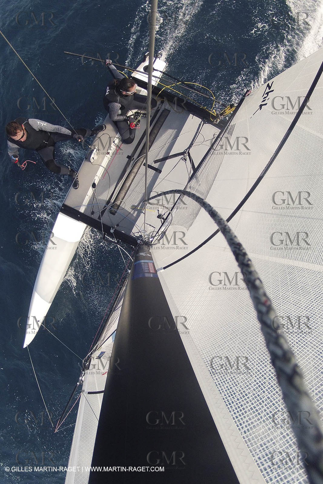 26 03 2013 - Marseille (FRA,13) - Ingrid Petitjean et Olivier backes training on their Nacra 17 in breezy conditions