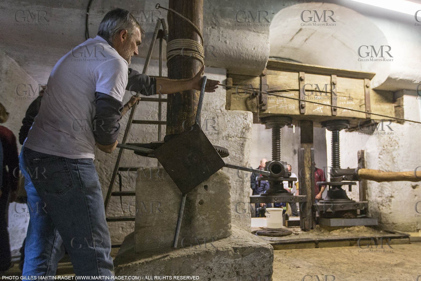 14 11 2015, Saint-Etienne du Grès (FRA,13), traditional making of olive oil at La Croix mill
