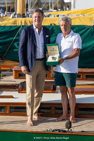 2 10 2026, Saint-Tropez (FRA,83), Société Nautique de Saint-Tropez, Les Voiles de Saint-Tropez 2026, Day 7, Remise Trophée Rolex à l'équipage du P Class Olympian