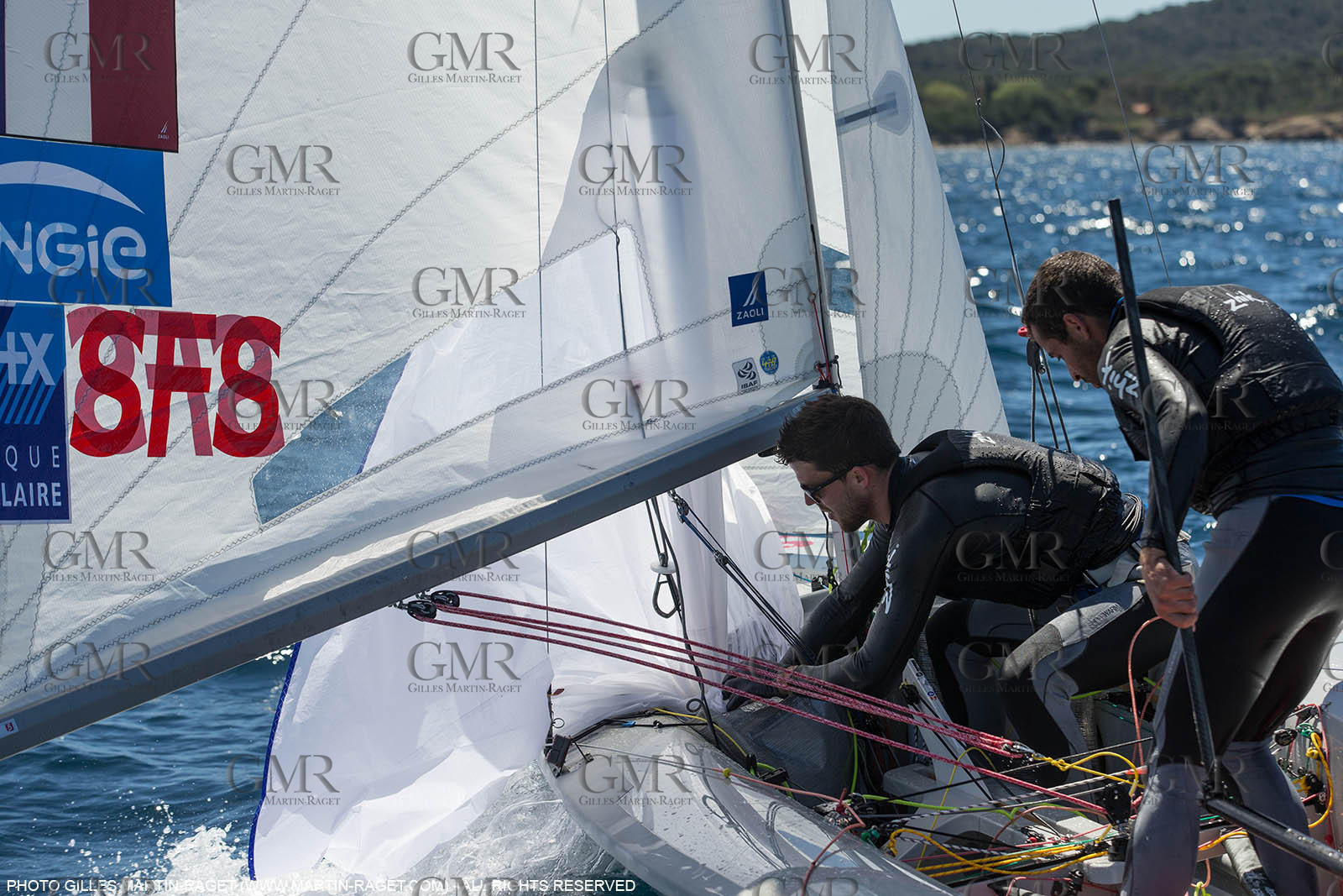 25 04 2016, Hyères (FRA,83), Jeux Olympiques Rio 2016, voile, 470, Sofian Bouvet   Jeremie Mion, SFS Voile