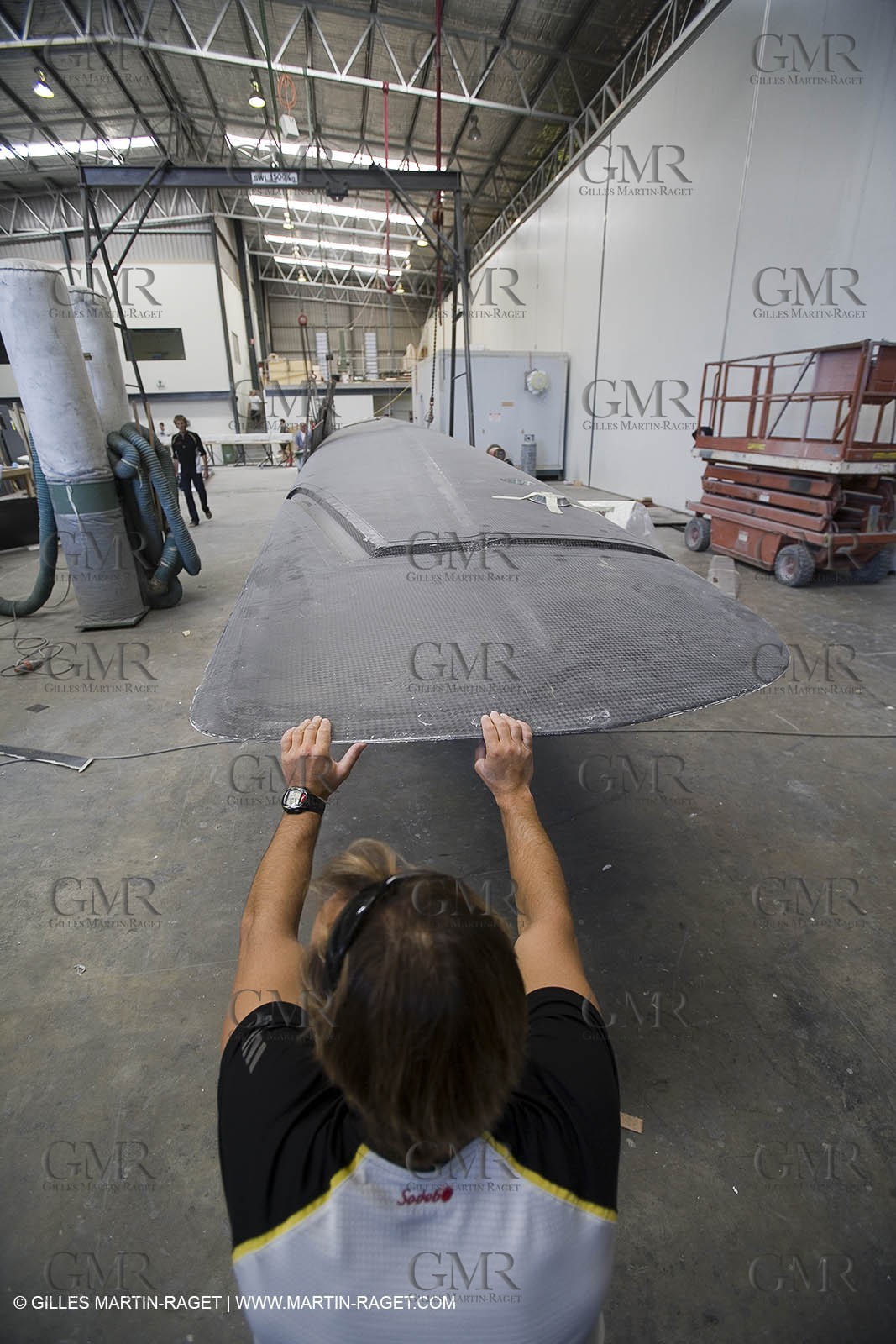 Sydney, Australia, Thomas Coville trimaran Sodebo building at Boat Speed