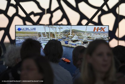 Al Azizi oficial launchat the Mucem museum - H2X boatyard - Oceanographic research ship - Marseille (FRA,13) - 27 05 2014