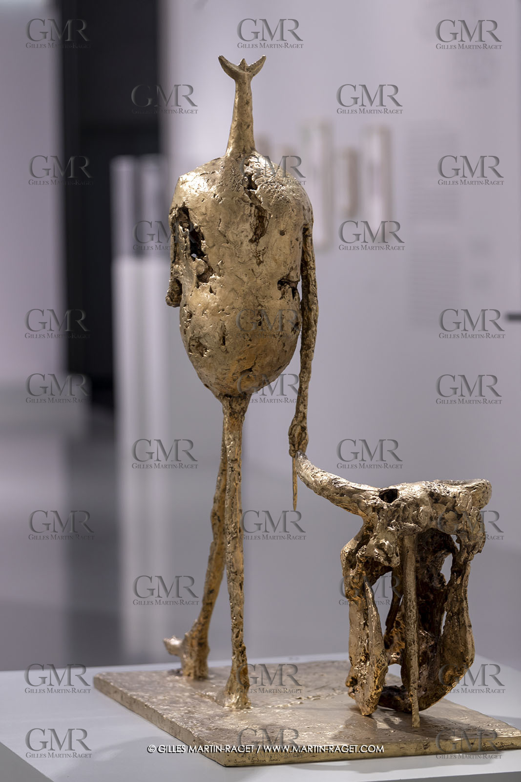 30 10 2023, Montpellier (FRA), oeuvre de Germaine Richier, Exposition Centre Pompidou - Musée Fabre 2023, La Tauromachie 1953, Bronze naturel nettoyé, Numéroté 6 6, Fondeur : Susse, Paris, 114,6 x 54,5 x 98,8 cm, Collection particulière, Paris