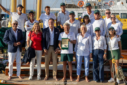 2 10 2026, Saint-Tropez (FRA,83), Société Nautique de Saint-Tropez, Les Voiles de Saint-Tropez 2026, Day 7, Remise Trophée Rolex à l'équipage du P Class Olympian