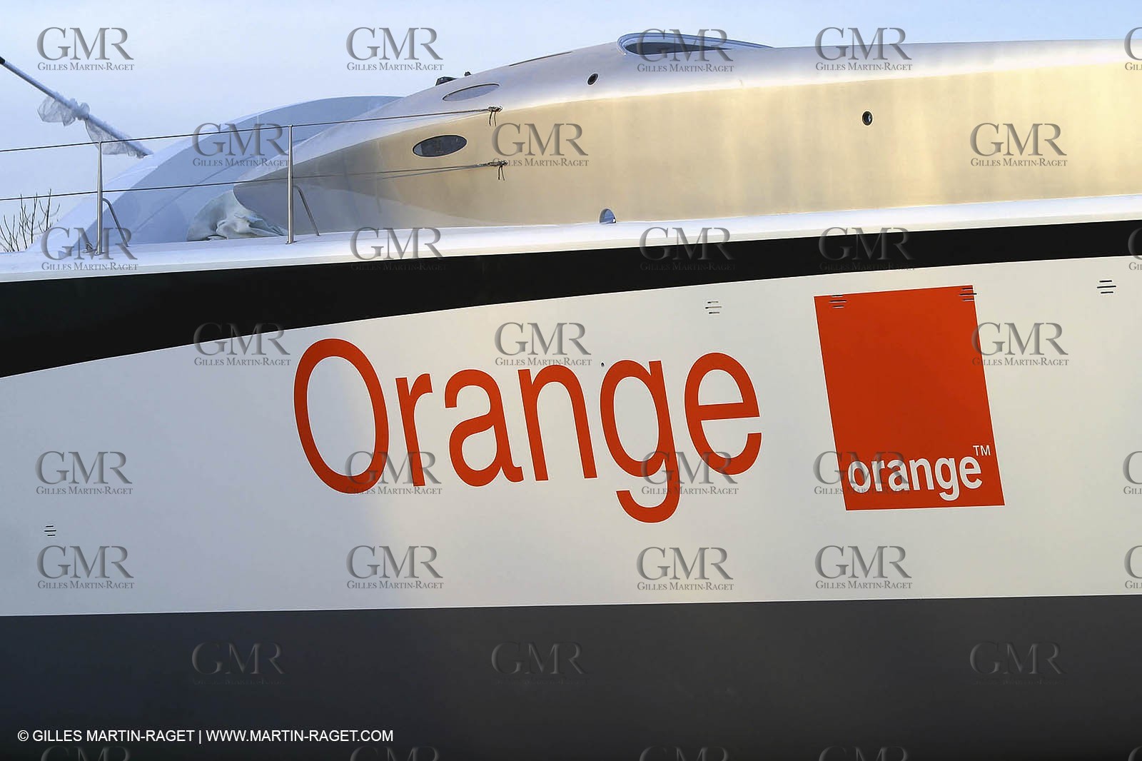 Vannes - Multiplast Boatyard - Orange II going out of the shed