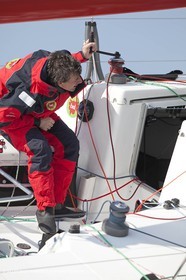 13 03 2010 -  La Grande Motte   Port Camargue (FRA) - Groupe Bel - Kito de Pavant   Sebastien Audigane training for Transat AG2R