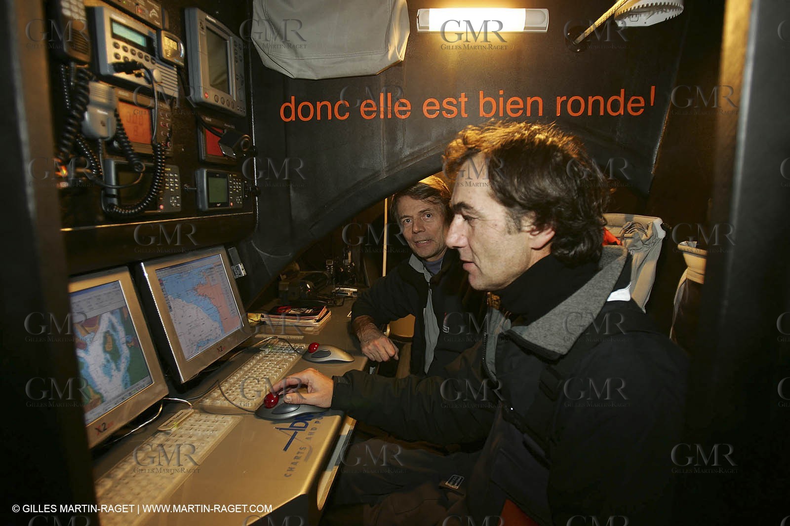 Orange II - Jules Verne Trophy - Training off Lorient - Bruno Peyron + Roger Nilson