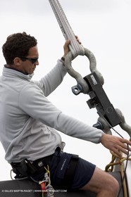 26 08 2008 - Anacortes (WA, USA) - America's Cup - BMW ORACLE Racing - 90 ft trimaran launch - structural tests completed by design team