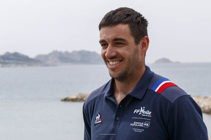 15 04 2024, Marseille (FRA), présentation des sélectionnés olympiques français en voile pour les Jeux Olympiques de Paris 2024. Axel Mazella