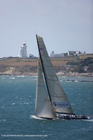 05 08 2010 - Cowes (UK, IOW) - The 1851 Cup -  BMW ORACLE Racing -  - Round The Island Race - Passing Ste Catherine Lighthouse.