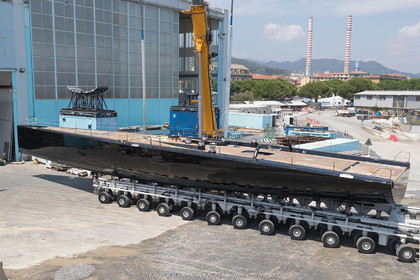 22 07 2017, Savona (ITA), Wally Cento Tango going out of the shed, Photo Gilles Martin-Raget