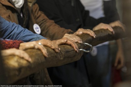 14 11 2015, Saint-Etienne du Grès (FRA,13), traditional making of olive oil at La Croix mill