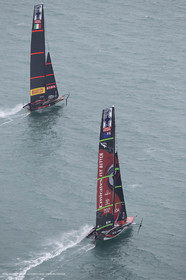 10 12 2020 - Auckland (NZL) - 36th America's Cup - Practice Sessions - Day 2 - Emirates Team New Zealand and Luna Rossa Prada Pirelli Team