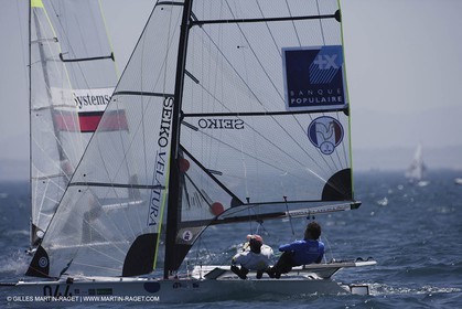 10-05-07 - ISAF SAILING WORLD CHAMPIONSHIPS - CASCAIS 2007 - DAY 7 - 49er - FRANCE - Morgan Lagravière   Stephane Chrsitidis