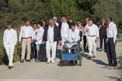 05 05 2016, Porquerolles (FRA,83), Semaine de Porquerolles, célébration des 30 and de lla victoire de l'Esprit d'Equipe dans la Whitbread, l'équipage se retrouve à bord du maxi SFS skippé par Lionel Péan