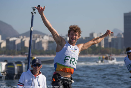 14 08 2016, Rio de Janeiro (BRA), 2016 Olympic Games, Sailing, RSX Men Medal race, Pierre Le Coq (FRA), bronze medalist