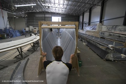 Sydney, Australia, Thomas Coville trimaran Sodebo building at Boat Speed