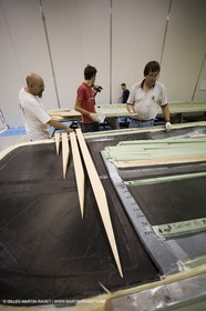 Sydney, Australia, Thomas Coville trimaran Sodebo building at Boat Speed