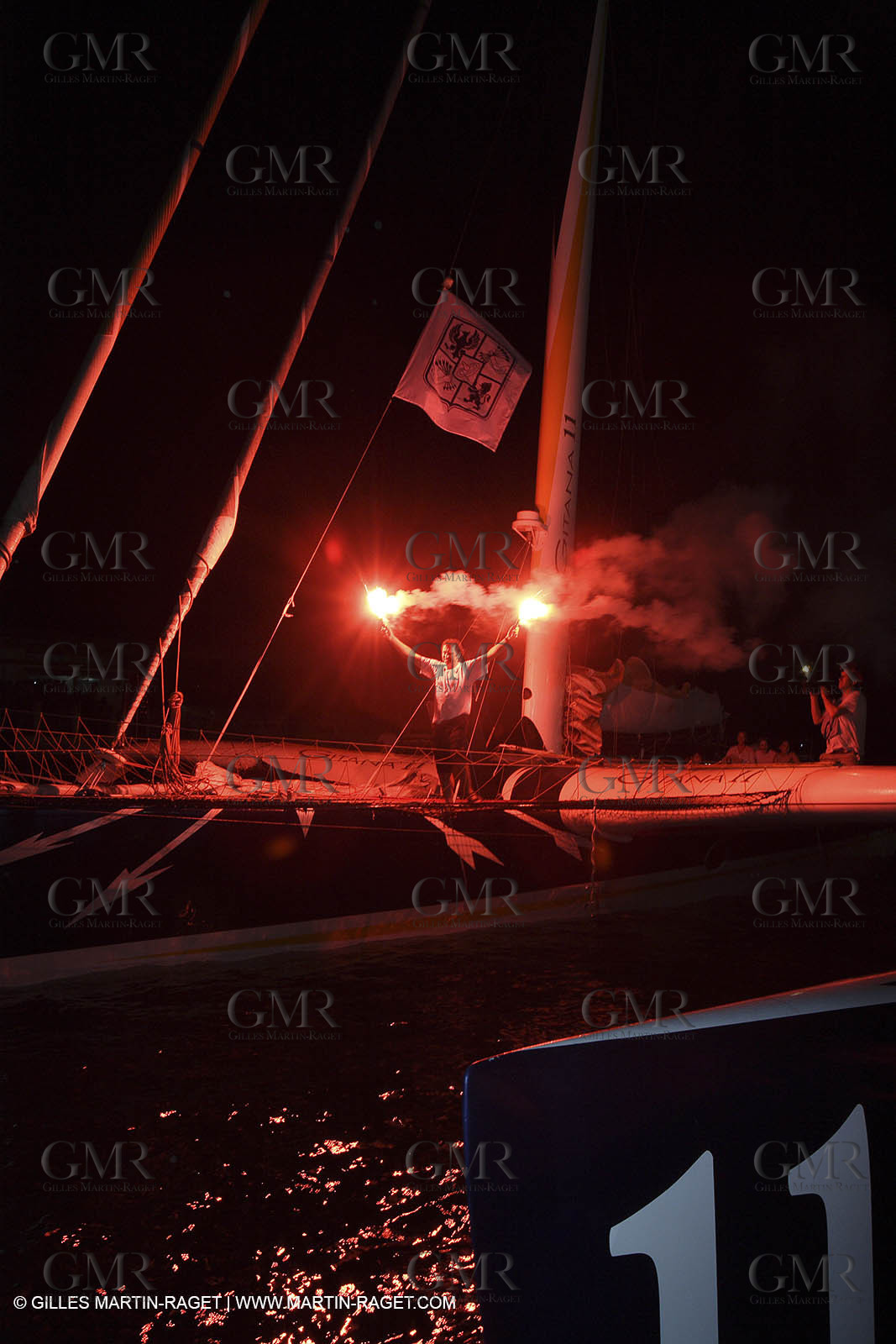 05 11 2006 - Pointe à Pitre Guadelupe (FRA) - Route du Rhum 2006 arrival - overall winner Lionel Lemonchois (Gitana 11)