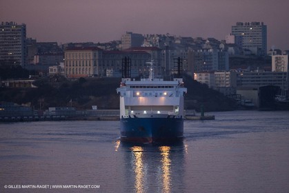 17 02 2012 - Marseille (FRA,13) - Arrival in Marseille harbour onboard ferry Piana (La Meridionale Corp.)