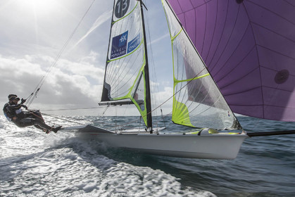 04 03 2016, Marseille (FRA,13), Olympic Sailing, 49er, french representatives Julien D'Ortoli Noë Delpech training