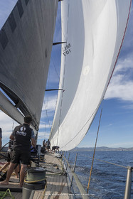 03 10 2022, Saint-Tropez (FRA,83), Voiles de Saint-Tropez 2022,  entraînement des maxis, A bord de Sipirit of Malouen X