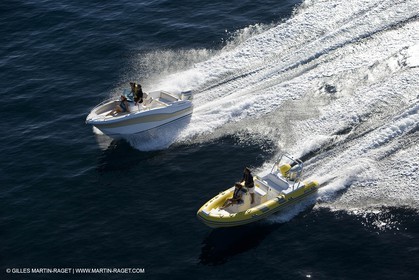 Motor boat running