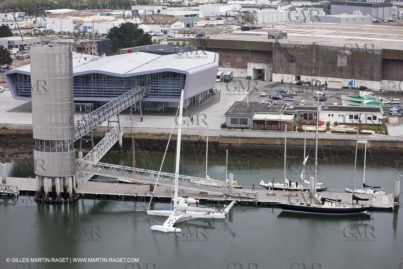 19 05 2010- Lorient- (FRA,56)  the five Pen Duick and l'Hydroptere in front of the Cité de la Voile Eric Tabarly