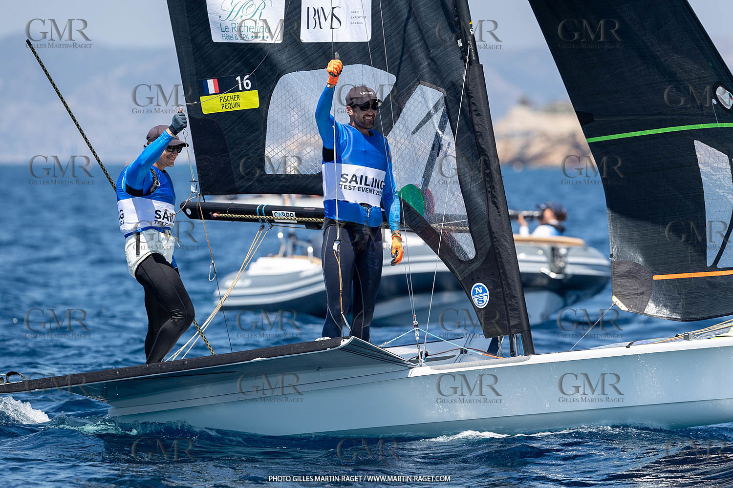 16 07 2023, Marseille, (FRA), Paris 2024 Olympic Games 2024 Sailing Test Event, Day 8, Medal race 49er Men