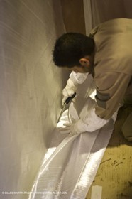 22 01 2008 - La Ciotat (FRA, 13) - Construction du catamaran de croisière Nahema au chantier H2X - Stratification des cloisons des modules