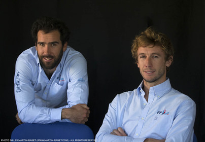 04 03 2016, Marseille (FRA,13), Olympic Sailing, 49er, french representatives Julien D'Ortoli (lright) - Noë Delpech (left)
