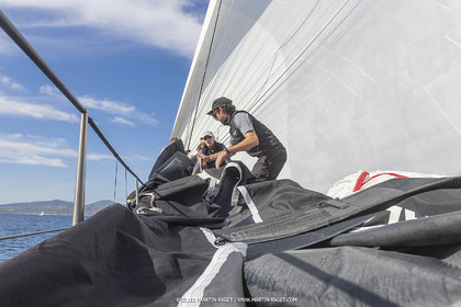 03 10 2022, Saint-Tropez (FRA,83), Voiles de Saint-Tropez 2022,  entraînement des maxis, A bord de Sipirit of Malouen X