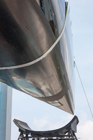 22 07 2017, Savona (ITA), Wally Cento Tango going out of the shed, Photo Gilles Martin-Raget